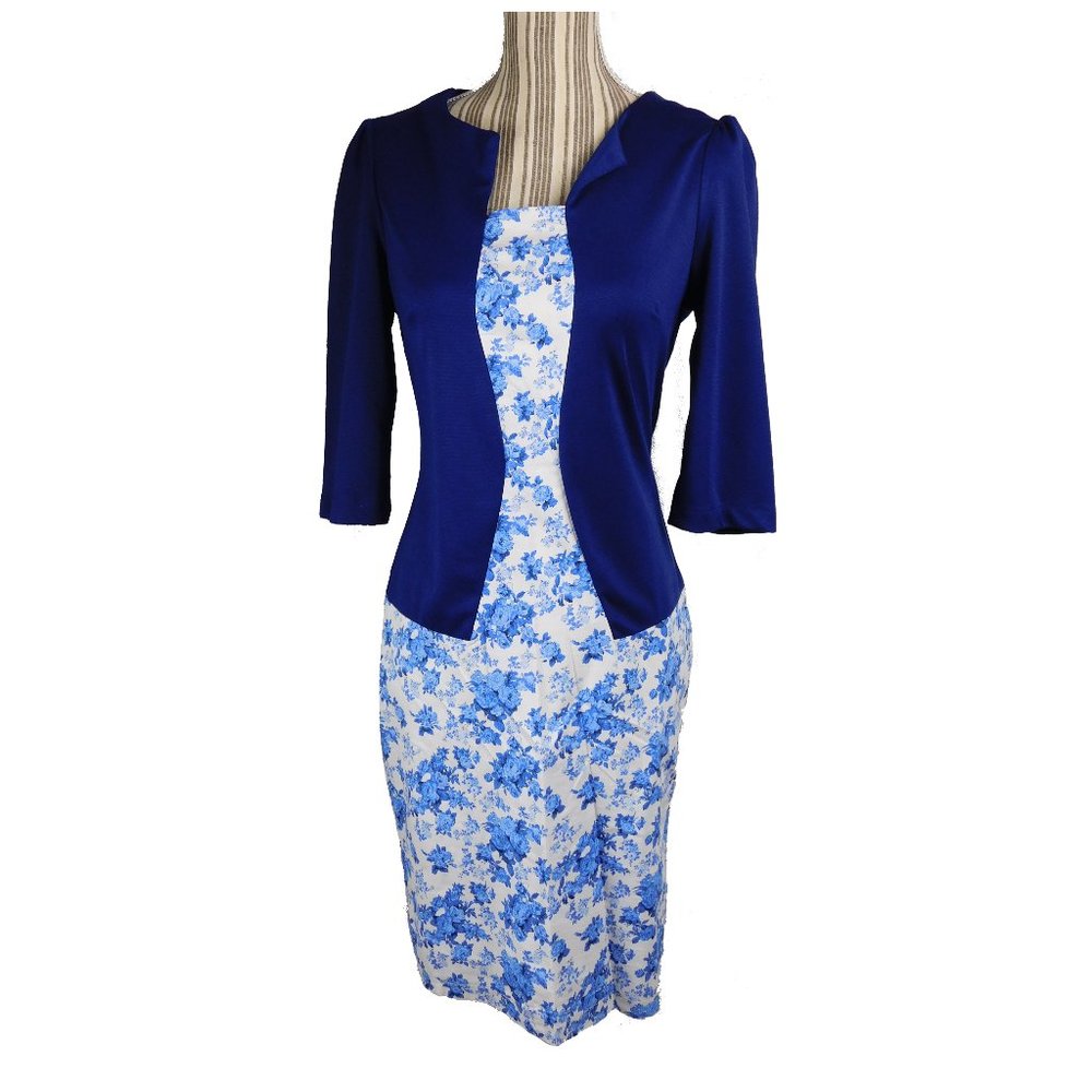 Office Elegant Floral Fake Two-Piece Bodycon